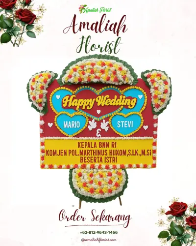 Karangan Papan Bunga Pernikahan di Karanganom